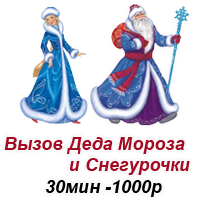 Вызов Деда Мороза и Снегурочки: 30 мин - 1000р